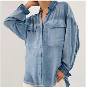 Anthropologie Pilcro Joelle Relaxed Buttondown in Blue Sz 3x